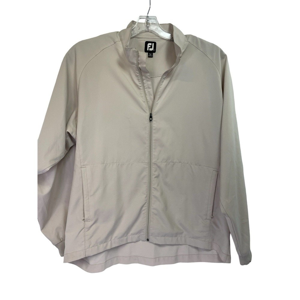 FootJoy Men's Sz Large Bone Color Full Zip Golf  Windbreaker /Jacket (R20) EUC